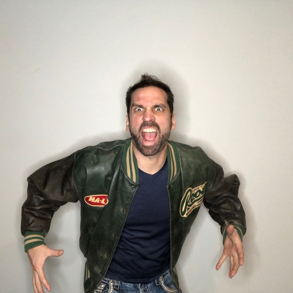 Roots leather bomber Varsity Jacket coat L